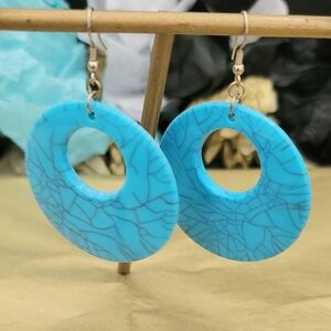 Y2K Faux Turquoise Acrylic Drop Hoop Earrings